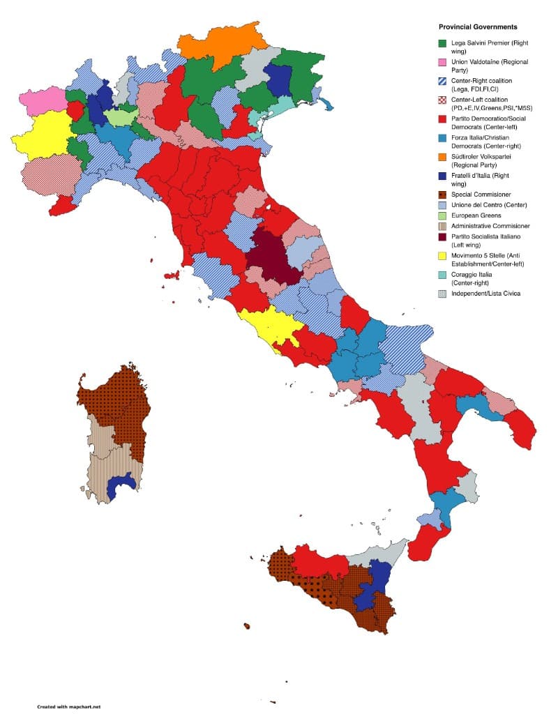 Map of Italy showing all provinces available as exclusive business partner territories